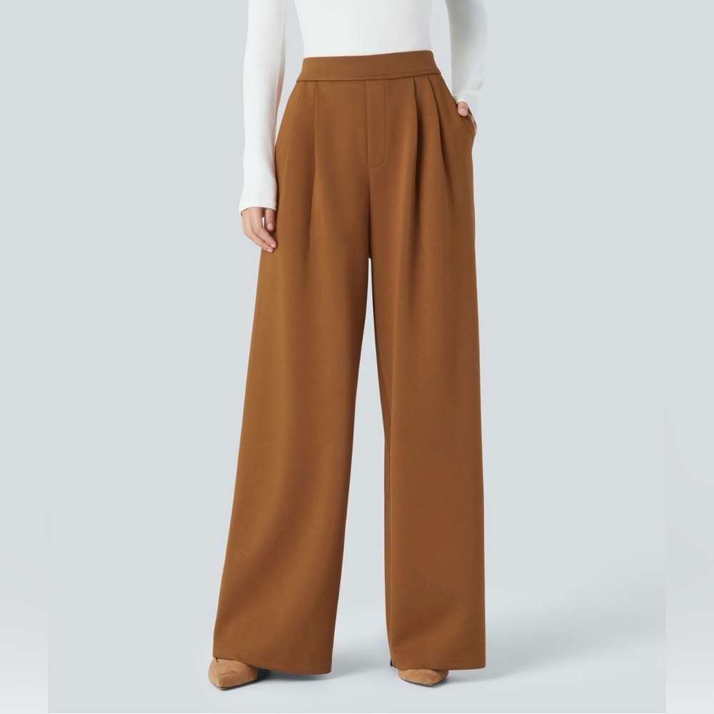 Halara Womens Ginger Flex High Waisted Pocket Wide Leg Work Pants Medium Stretch